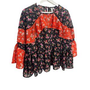 ASOS Floral Ruffle Boho Blouse Womens 8